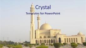  Presentation with bahrain - PPT layouts having fateh grand mosque in bahrain background and a sky blue colored foreground