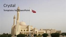  Presentation with bahrain - Theme with fateh grand mosque in bahrain background and a light gray colored foreground