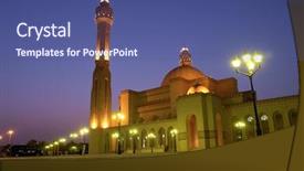  Presentation with bahrain - Beautiful presentation theme featuring fateh grand mosque in bahrain backdrop and a ocean colored foreground