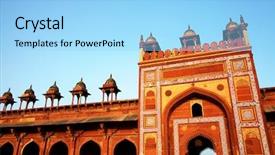  Presentation with india - Colorful theme enhanced with fatehpur sikri mosque india built backdrop and a light blue colored foreground