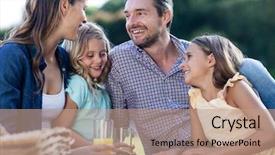  Presentation with picnic - PPT theme consisting of father affection - happy family having a picnic background and a coral colored foreground