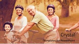  Presentation with bike - Colorful slides enhanced with father affection - portrait of happy family backdrop and a coral colored foreground
