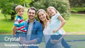  Presentation with happy kids - Slide set featuring father affection - portrait of happy parents carrying background and a teal colored foreground