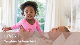  Presentation with baby girl christening - Slides with father and baby girl lying background and a coral colored foreground