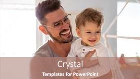  Presentation with father - Beautiful PPT theme featuring father-and-baby-son-having backdrop and a coral colored foreground