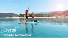  Presentation with stand - Slide set featuring father-and-boy-stand-up background and a  colored foreground