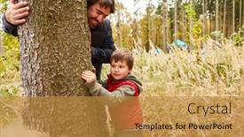  Presentation with child tree - Presentation theme having father-and-child-hugging background and a gold colored foreground