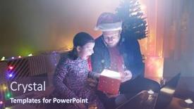  Presentation with normal - PPT theme having father-and-child-on-video background and a violet colored foreground