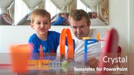  Presentation with children playing - Presentation theme having father-and-children-playing-car background and a tawny brown colored foreground