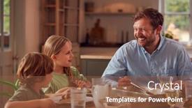  Presentation with children around the world - PPT theme featuring father-and-children-sitting-around background and a tawny brown colored foreground