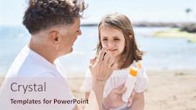  Presentation with sunscreen - Theme with father-and-daughter-applying-sunscreen background and a lemonade colored foreground