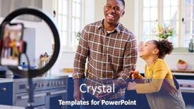  Presentation with dance - Slides with father-and-daughter-at-home background and a ocean colored foreground