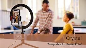  Presentation with dance - Slide set consisting of father-and-daughter-at-home background and a coral colored foreground