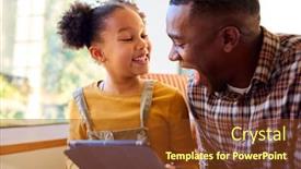  Presentation with lounge - Presentation design consisting of father-and-daughter-at-home background and a tawny brown colored foreground