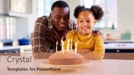  Presentation with father birthday - Presentation theme enhanced with father-and-daughter-at-home background and a coral colored foreground