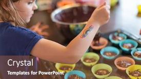  Presentation with muffins - PPT theme having father and daughter baking muffins background and a tawny brown colored foreground