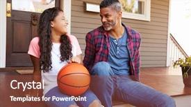  Presentation with basketball - Amazing slides having father and daughter discussing basketball backdrop and a tawny brown colored foreground