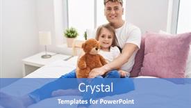  Presentation with teddy bear - Presentation theme with father-and-daughter-father background and a teal colored foreground