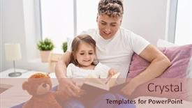  Presentation with teddy bear - Presentation featuring father-and-daughter-father background and a coral colored foreground