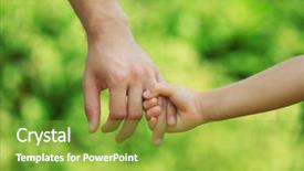  Presentation with helping hands children - Cool new presentation with father and daughter hands outdoors backdrop and a seafoam green colored foreground