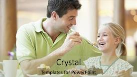  Presentation with lunch - Amazing PPT layouts having father and daughter having lunch backdrop and a mint green colored foreground