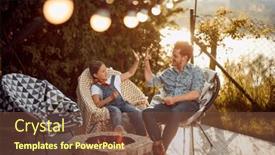  Presentation with daughter - Presentation having father-and-daughter-high-fiving background and a tawny brown colored foreground