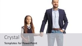  Presentation with hands holding - Presentation theme featuring father-and-daughter-holding-hands background and a light gray colored foreground