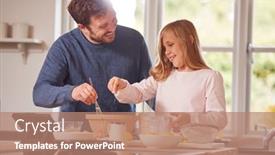  Presentation with daughter - PPT theme having father-and-daughter-in-pyjamas background and a coral colored foreground