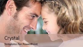  Presentation with daughter - Slide set having father and daughter looking background and a coral colored foreground