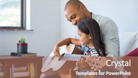  Presentation with black father - Audience pleasing slide deck consisting of father and daughter playing acoustic backdrop and a coral colored foreground