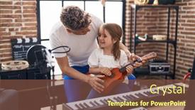  Presentation with ukulele - Theme consisting of father-and-daughter-playing-ukulele background and a tawny brown colored foreground