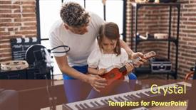  Presentation with ukulele - Slides enhanced with father-and-daughter-playing-ukulele background and a tawny brown colored foreground