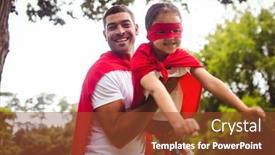  Presentation with superhero - Audience pleasing slide deck consisting of father-and-daughter-pretending backdrop and a tawny brown colored foreground