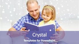  Presentation with children story - PPT theme featuring father and daughter reading book background and a ocean colored foreground