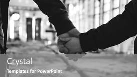  Presentation with hope - PPT theme featuring father-and-daughter-refugees-standing background and a gray colored foreground