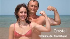  Presentation with show - Theme with father-and-daughter-show-bicepses background and a coral colored foreground