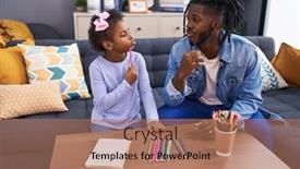  Presentation with daughter - Presentation theme consisting of father-and-daughter-sitting background and a coral colored foreground