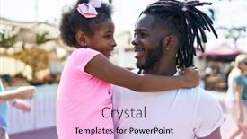  Presentation with daughter - PPT theme consisting of father-and-daughter-smiling-confident background and a lavender colored foreground