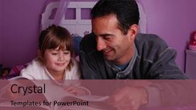  Presentation with story book - Theme with father and daughter spend time background and a violet colored foreground