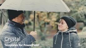  Presentation with parent children - Theme with father-and-daughter-talking background and a gray colored foreground