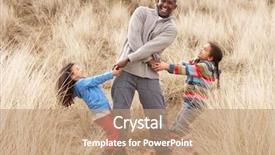  Presentation with sand dunes - PPT layouts with father and daughters having fun in sand dunes background and a coral colored foreground