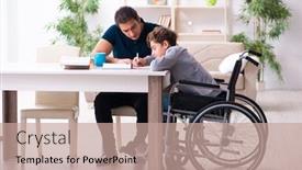  Presentation with father - Slide deck enhanced with father-and-disabled-son background and a coral colored foreground