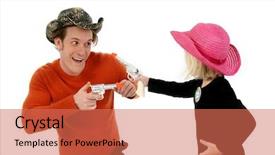  Presentation with cowboy - Beautiful PPT theme featuring  backdrop and a  colored foreground