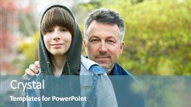  Presentation with father and son - Beautiful presentation theme featuring 11 - father with son outdoors portrait backdrop and a teal colored foreground