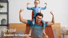  Presentation with child superhero - Slide deck featuring father-and-his-child-playing background and a red colored foreground