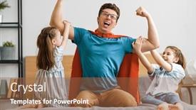  Presentation with togetherness - Slides enhanced with father-and-his-children-playing background and a tawny brown colored foreground