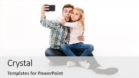  Presentation with daughter - Amazing slide set having father and his little daughter backdrop and a white colored foreground