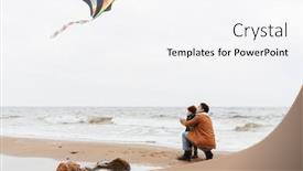  Presentation with beach rainbow - PPT theme having father-and-his-little-son background and a white colored foreground
