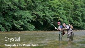  Presentation with water river - Slide deck enhanced with father-and-his-son-fly background and a tawny brown colored foreground