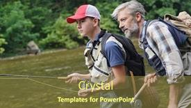  Presentation with water river - Amazing PPT theme having father-and-his-son-fly backdrop and a tawny brown colored foreground